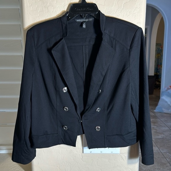 White House Black Market Jackets & Blazers - White House Black Market Black‎ Double Breasted Stretch Blazer Jacket Sz 12